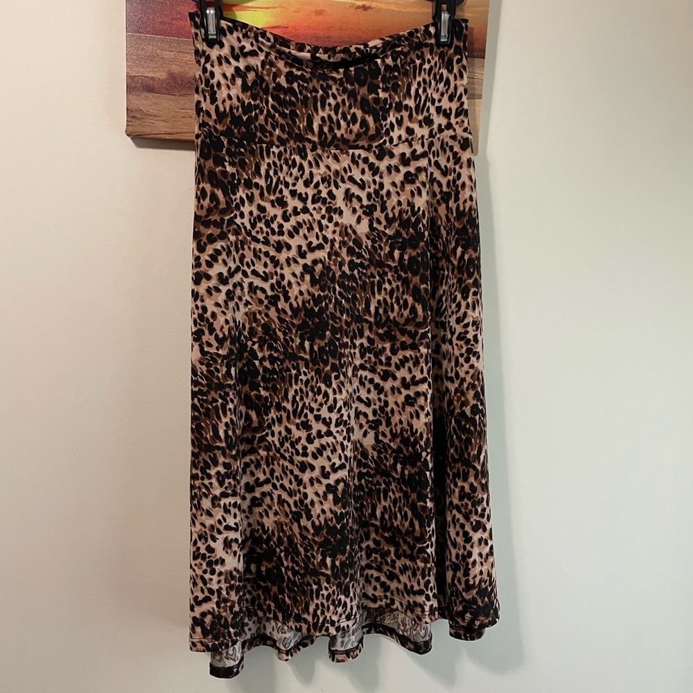 LuLaRoe Azure leopard print A-Line Midi Skirt 90s swing skirt